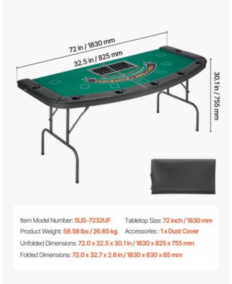Semi Oval Folding Poker Table for 7 Players Casino Texas Holdem Game Table