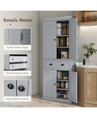 Long-Lasting Kitchen Storage Cabinet with Doors and Shelves for Pantry Organization