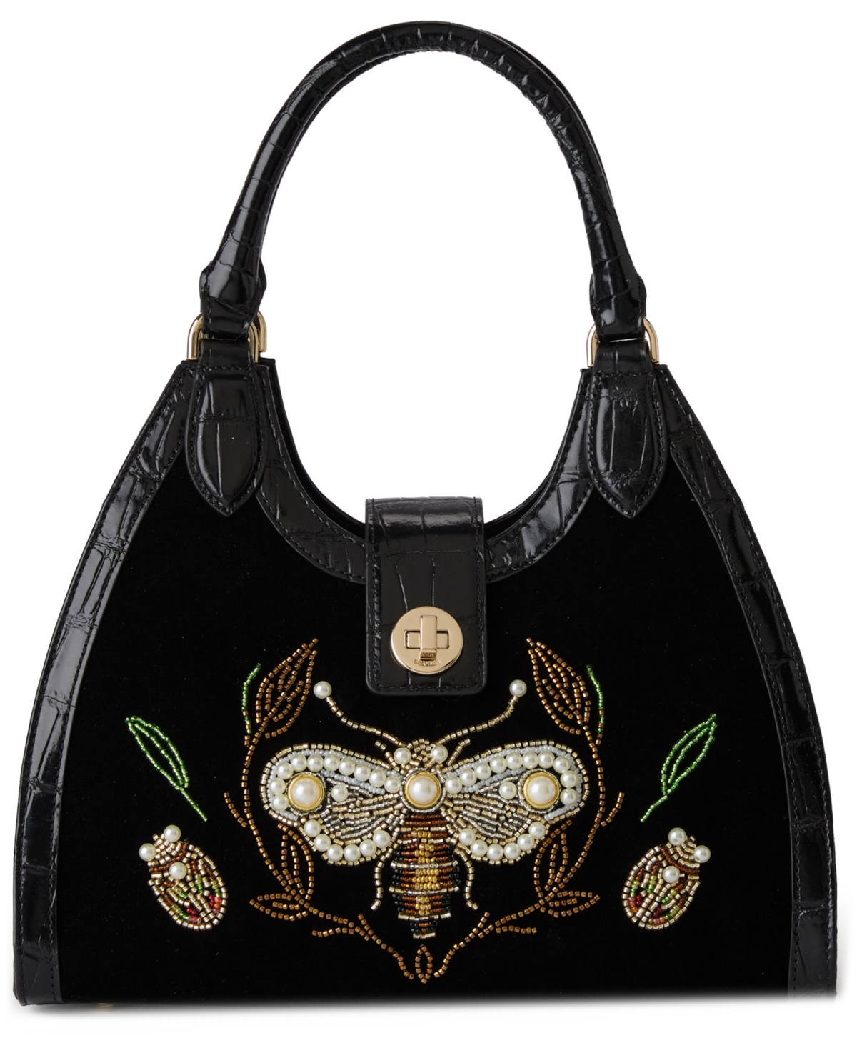 Brahmin Women's Adrian Black Attenborough Satchel Bag