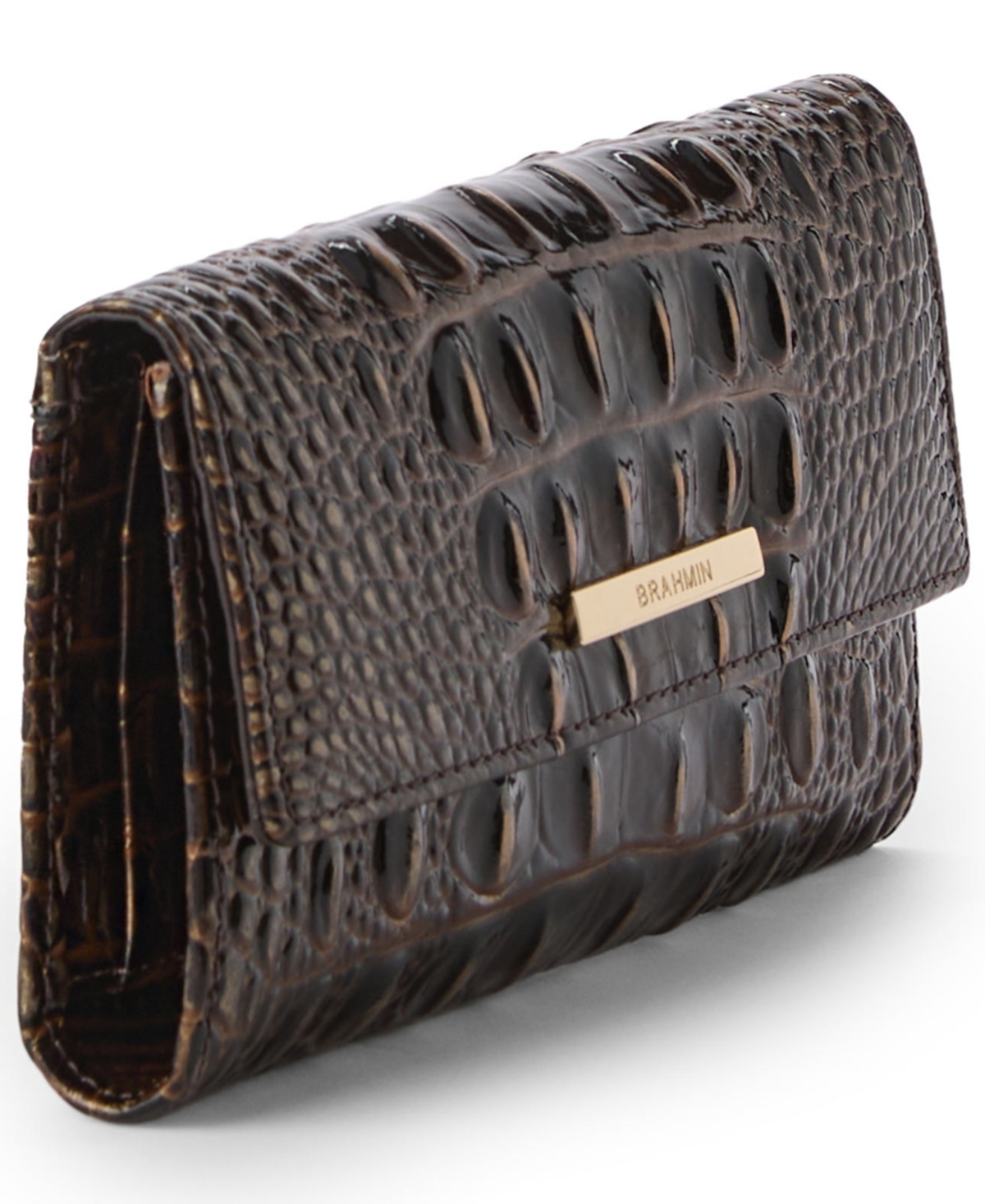 Brahmin Cordelia Embossed Leather Wallet In Brown