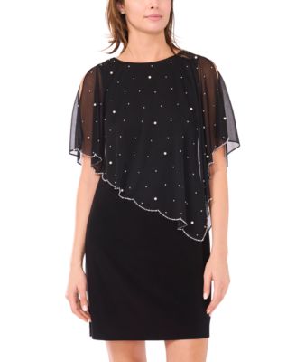 Women's Beaded Overlay Crewneck Dress