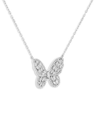Sterling Silver Pave Butterfly Pendant Necklace, Macy's Exclusive
