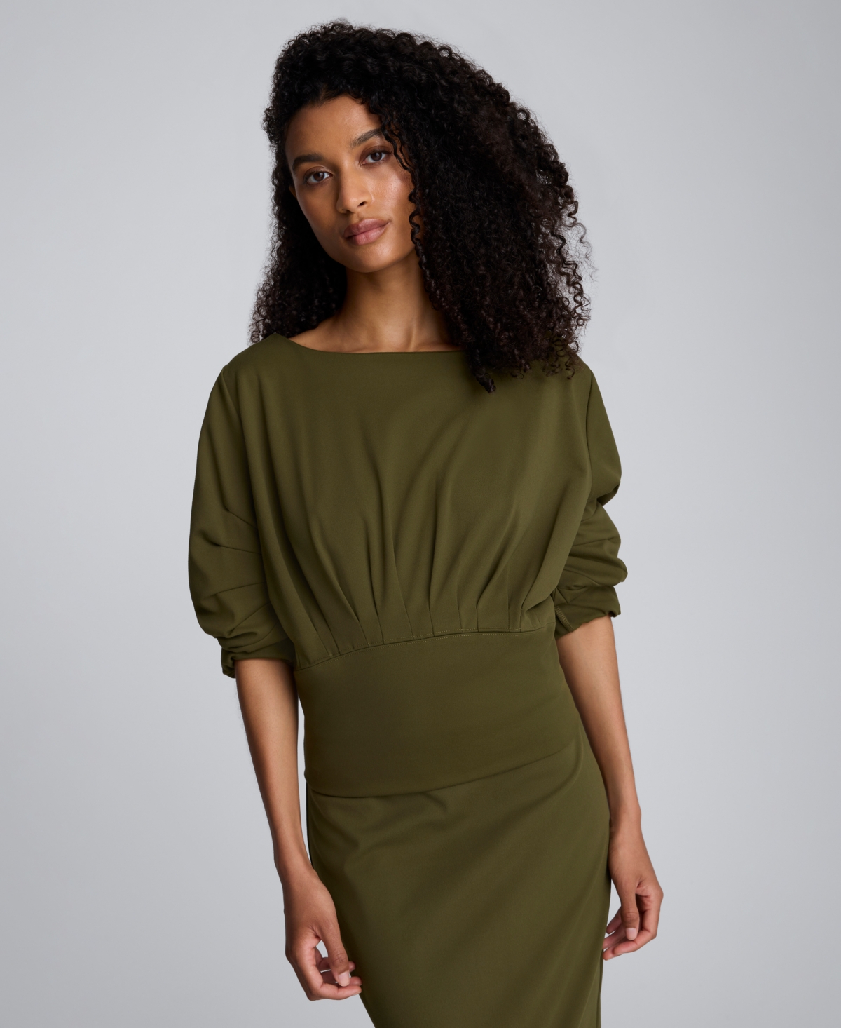 Kenneth Cole Women's Boat Neck Sculpted Fit Top In Green
