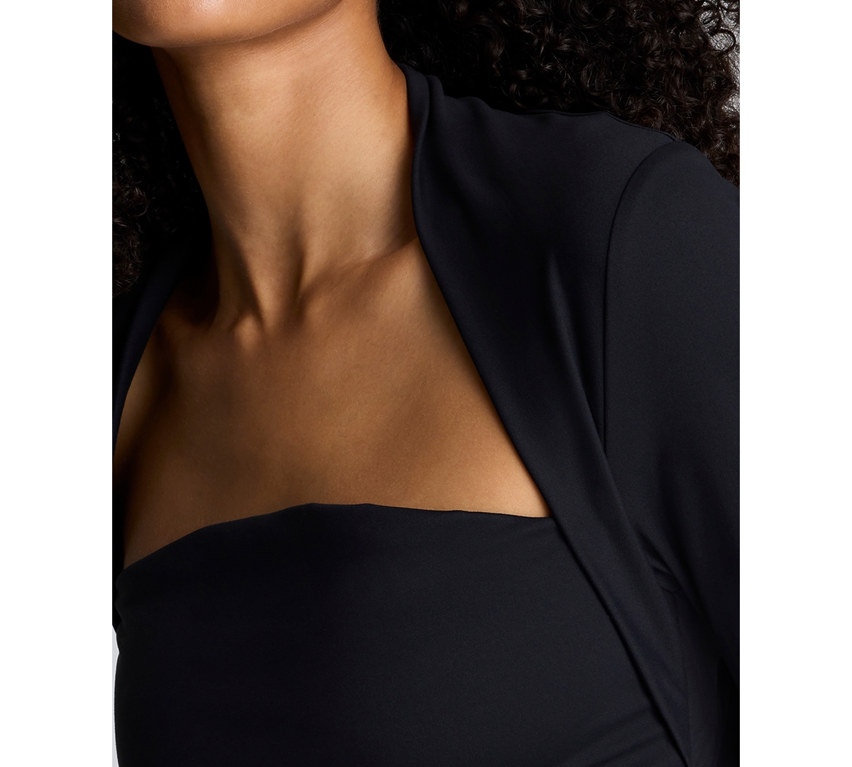 Kenneth Cole Long Sleeve Square Neck Knit Top In Black