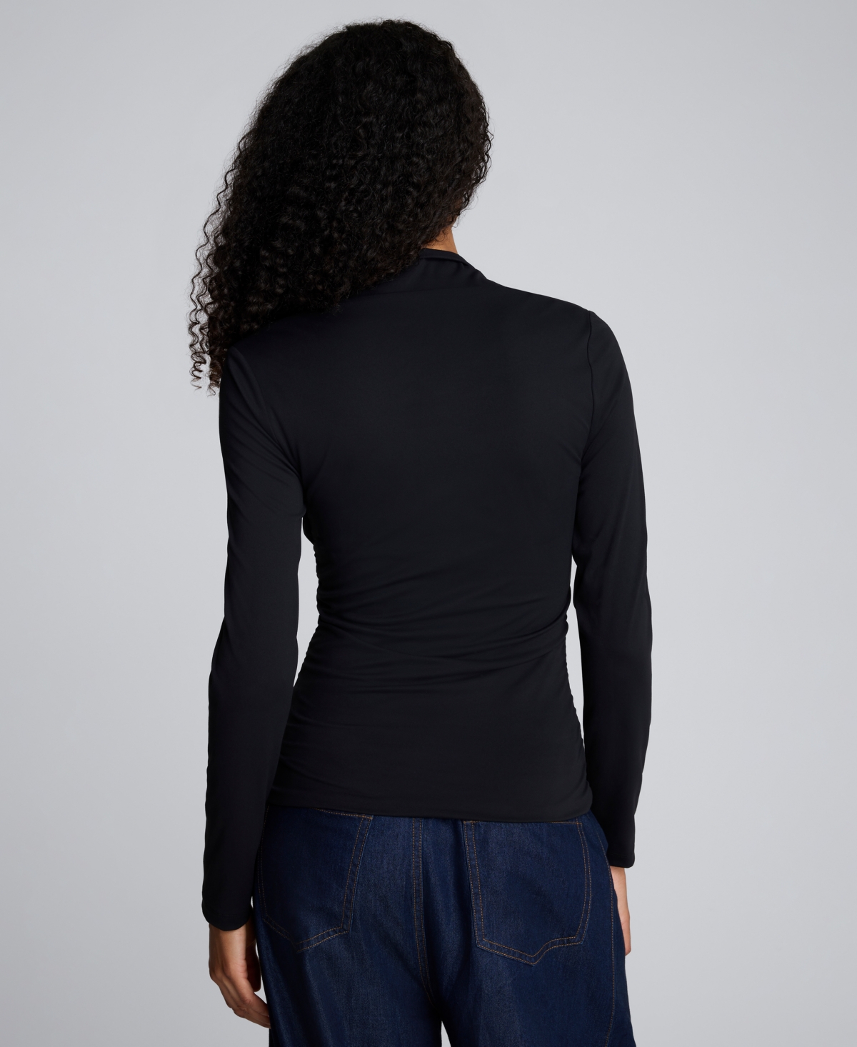 Kenneth Cole Long Sleeve Square Neck Knit Top In Black