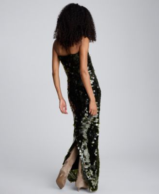 Women's Strapless Paillette Sequin Sheath Dress