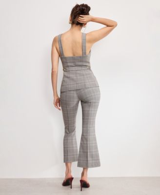 Women's Plaid Pull On Kick Flare Pants, Regular & Plus Size