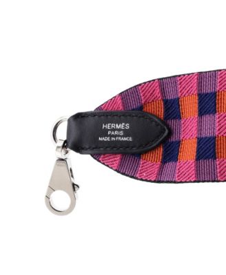 Pre-Owned HERMÃ‰S 50 Sangle Shoulder Strap Maxi Quadrille Canvas