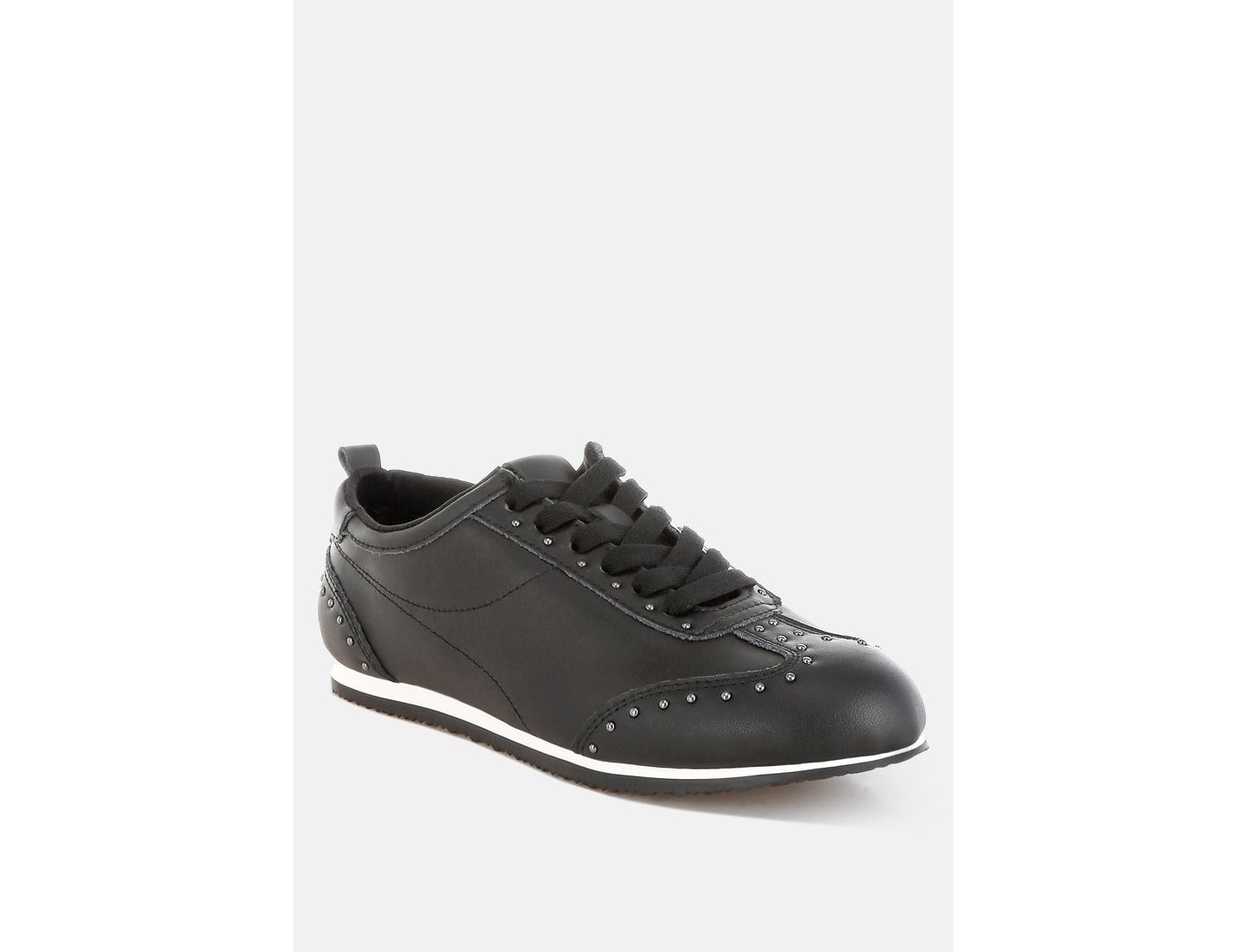 Женские кроссовки Rag & Co Odaya Studded Real Soft Leather, цвет: Чёрный — фото 4