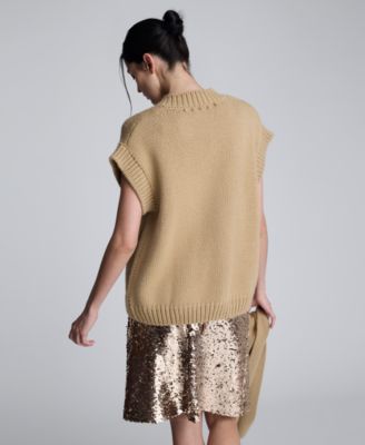 Women's Sleeveless Detachable Scarf Sweater