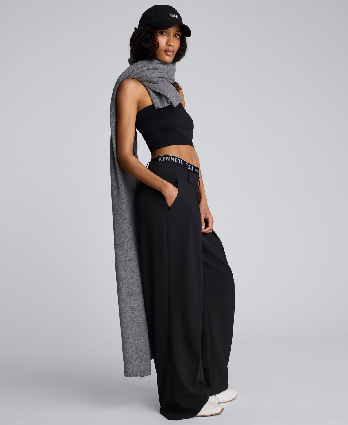 Kenneth Cole Luxe Twill Wide Leg Pleat Front Pant In Pattern