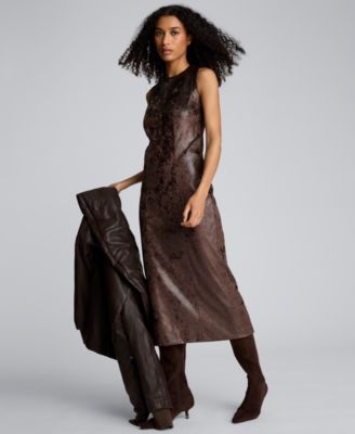 Women's Crewneck Velvet Midi Dress