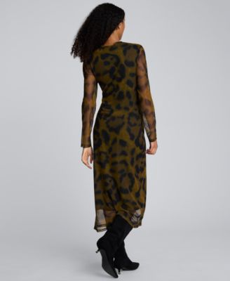 Women's Long Sleeve Modern Printed Midi Dress
