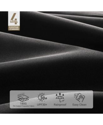 9ft Solid Wood Outdoor Patio Umbrella with Base Included Parasol Wheels Stand for Bistro Market Garden Deck Yard Poolside Black