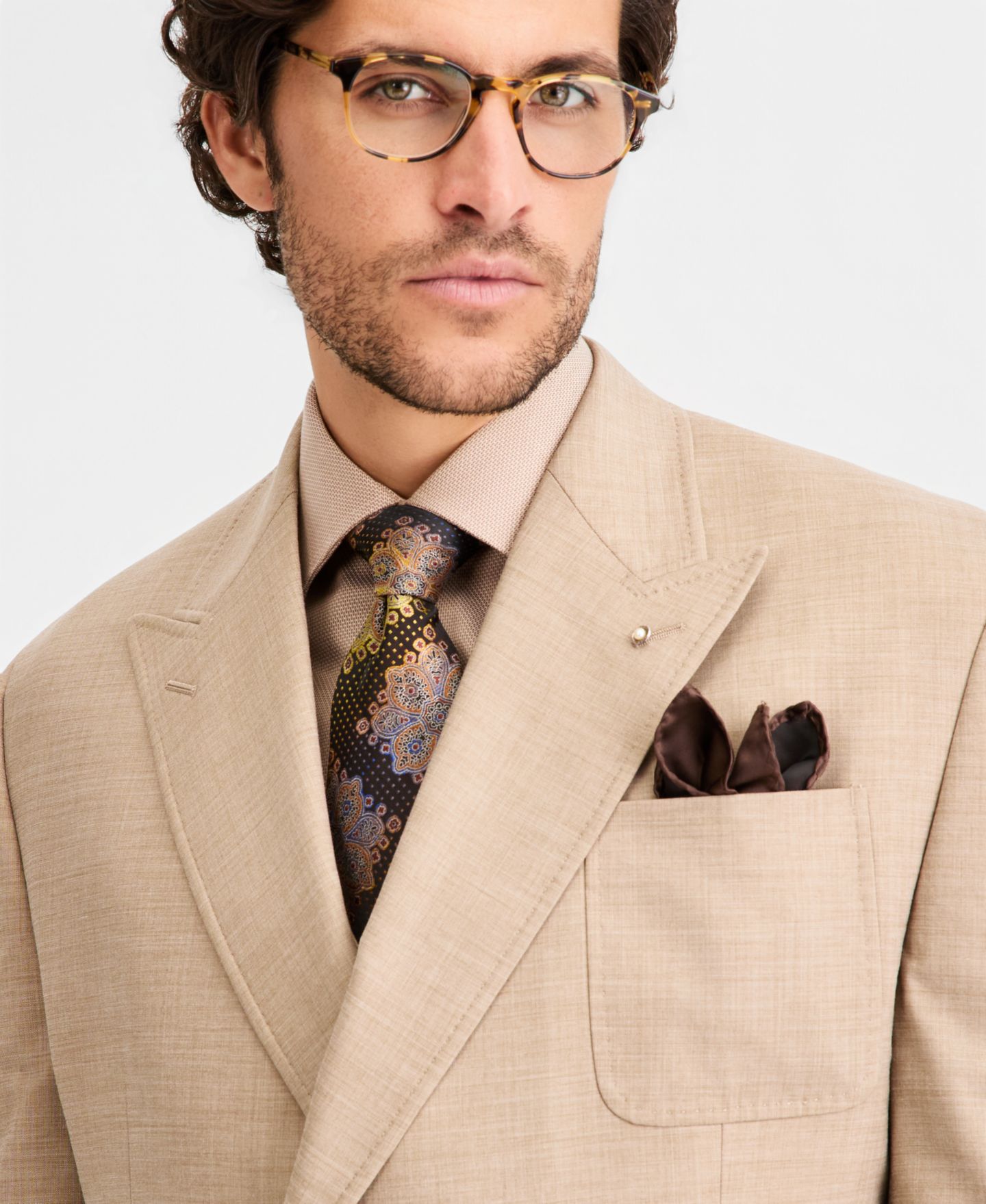 Мужские куртки Tayion Collection Classic-Fit Double-Breasted Suit Separates, цвет: Рыжевато-коричневый — фото 3