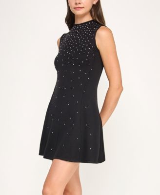 Juniors Rhinestone A-Line Sweater Dress