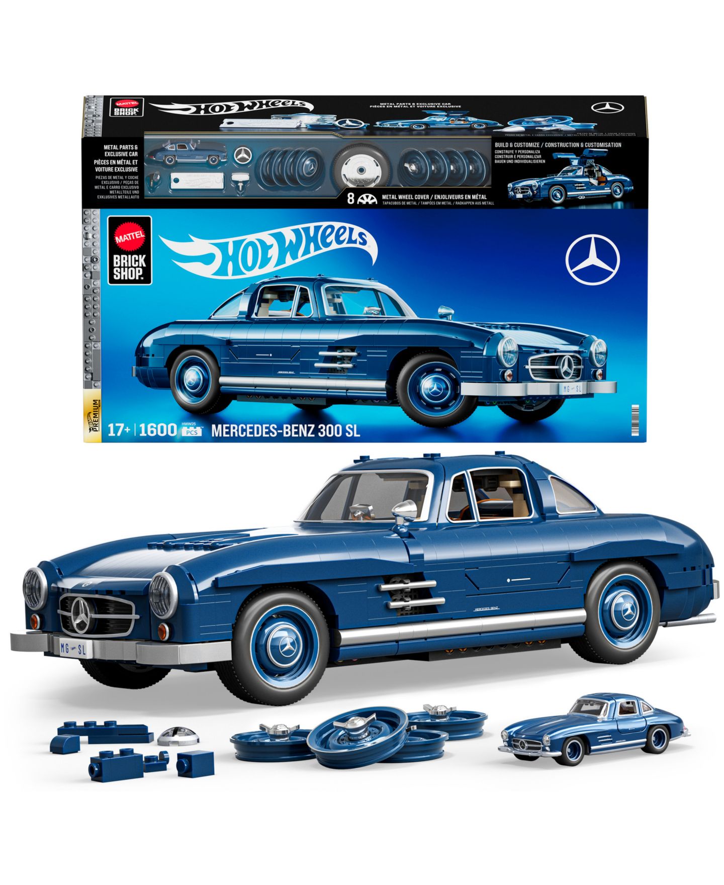 Детский конструктор Mattel Brick Shop Hot Wheels Mercedes-Benz 300 SL 1600-Piece Building Set, Ages 17+ — фото 1