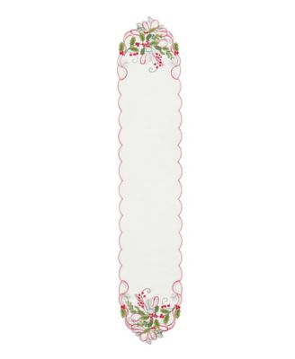 Elrene Holly Ribbon Embroidered Cutwork Fabric Runner, 14" x 72"