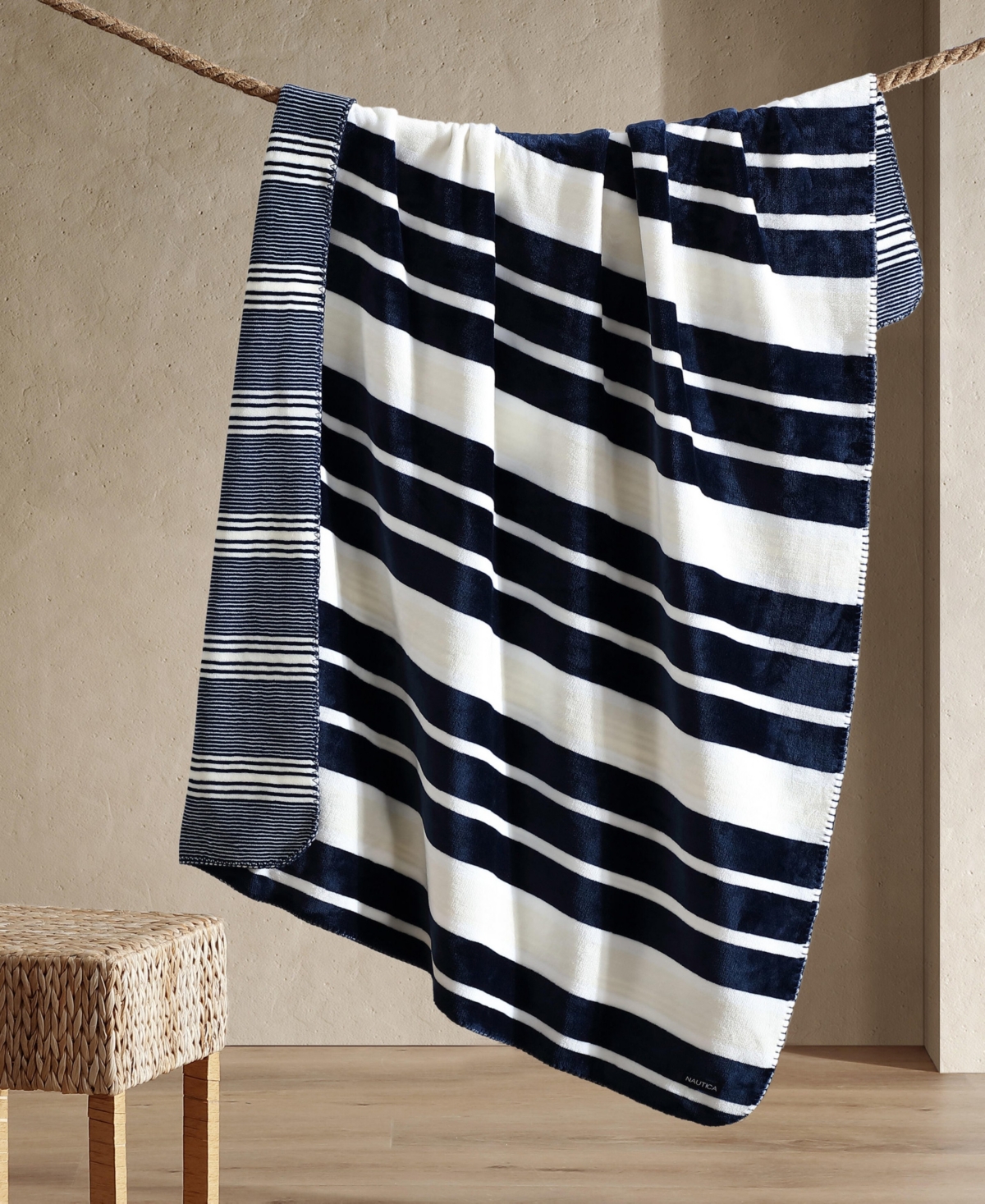 Nautica Printed Reversible Lush Throw, 70" X 50" In Multi
