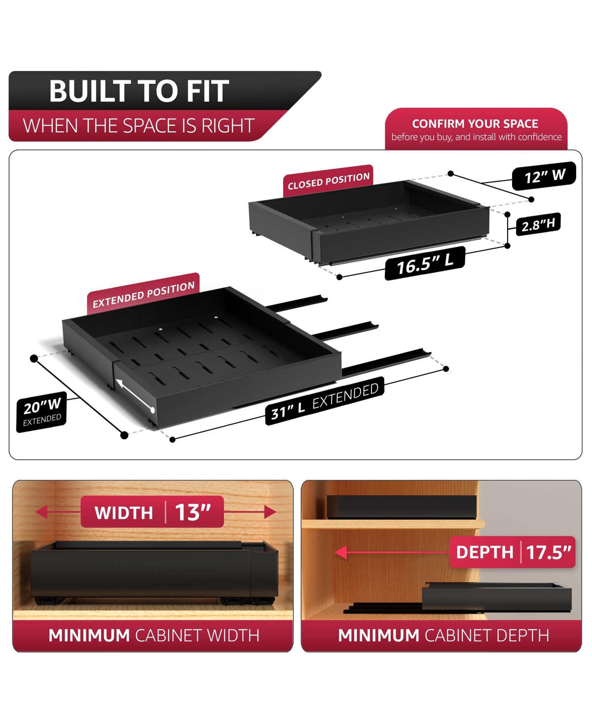 Sorbus 2 Pack Pull-Out Sliding Storage Rack for Kitchen & Bathroom