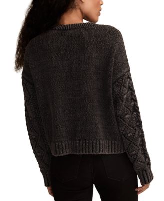 Women's Cropped Cable Cardigan Sweater