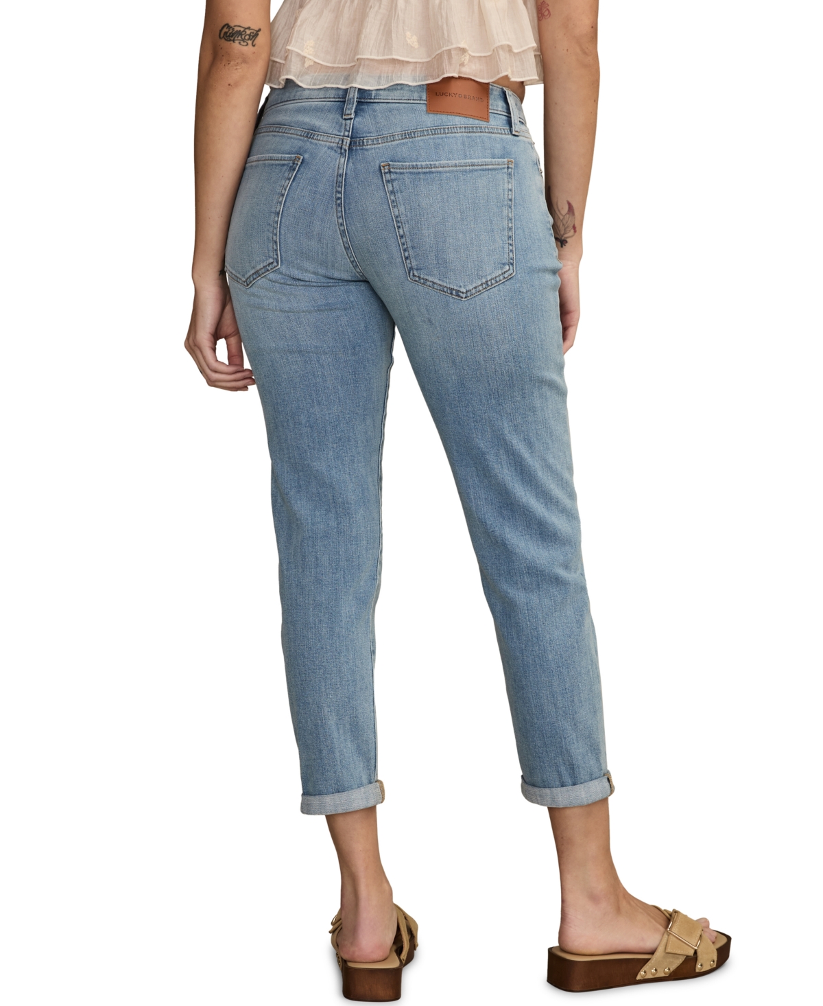 Lucky Brand Sienna Crop Cuffed Slim Boyfriend Jeans In Blue