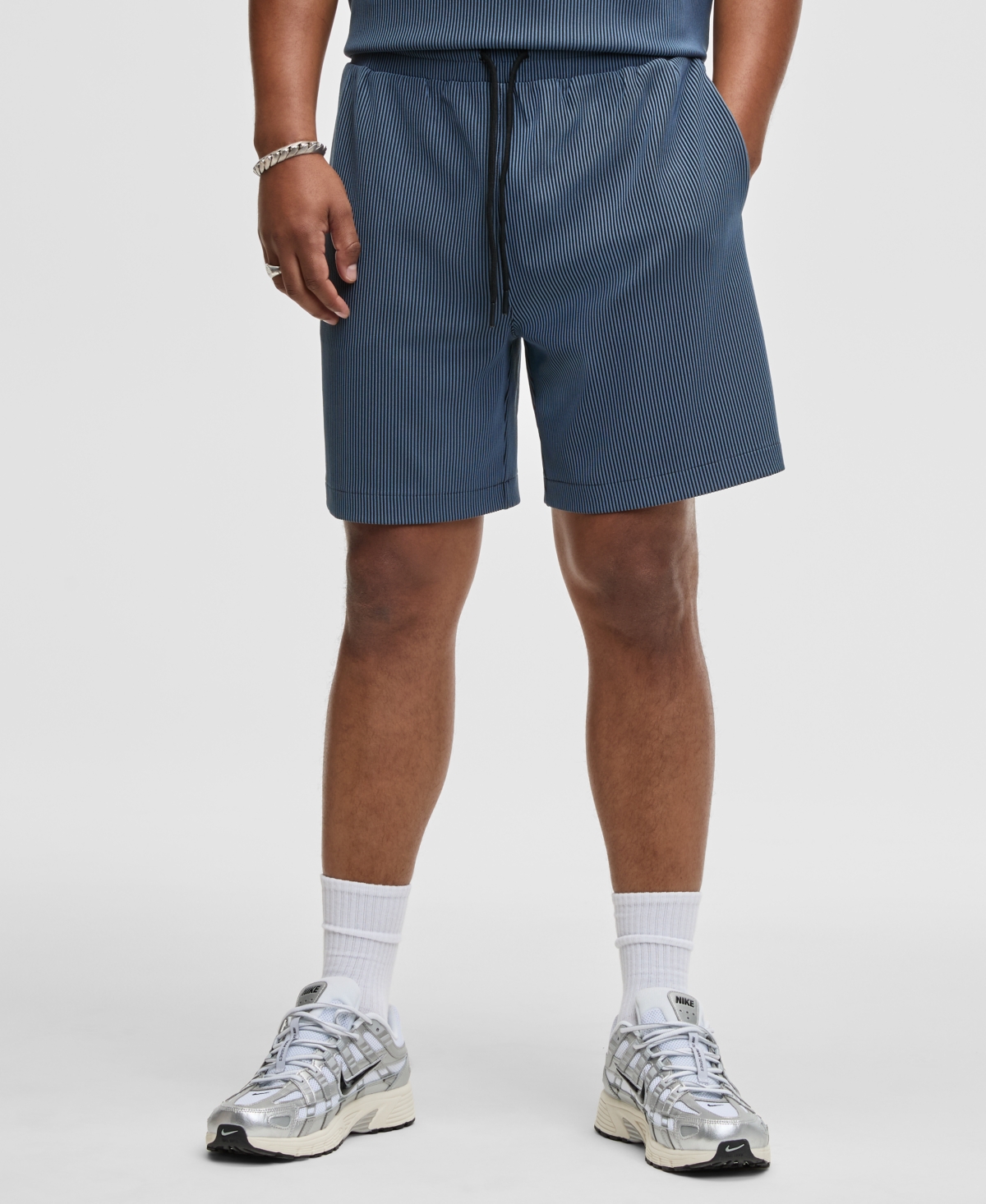 Mode Of One Men's Textured Knit 7" Drawstring Shorts, Macy's Exclusive In Blue