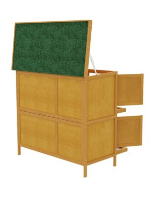 Wooden Bunny Hutch with Ramp, Indoor/Outdoor,