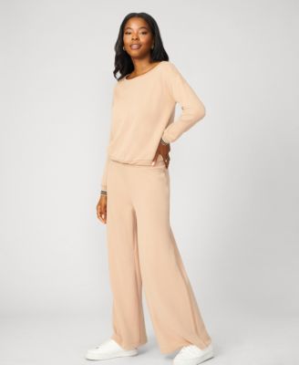 Boat Neck Top & Wide Leg Pant Lounge Set