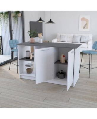 59"W Manufactured Wood Open Shelves, Double-Door Cabinet Padua Kitchen Island