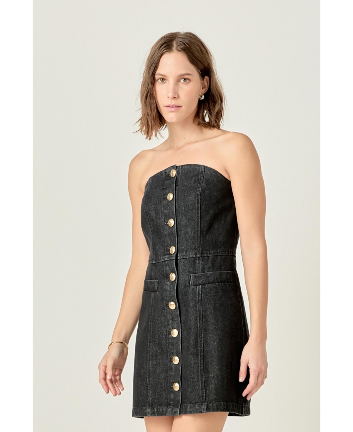 English Factory Women's Denim Tube Mini Dress