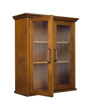 Bathroom Wall Cabinet with Glass 2 Doors and Interior Shelves for Storage