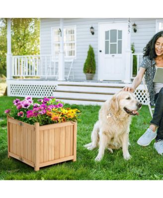 Garden Wooden Planter Box Folding Raised  Outdoor Plant Container w/ Drainage Hole