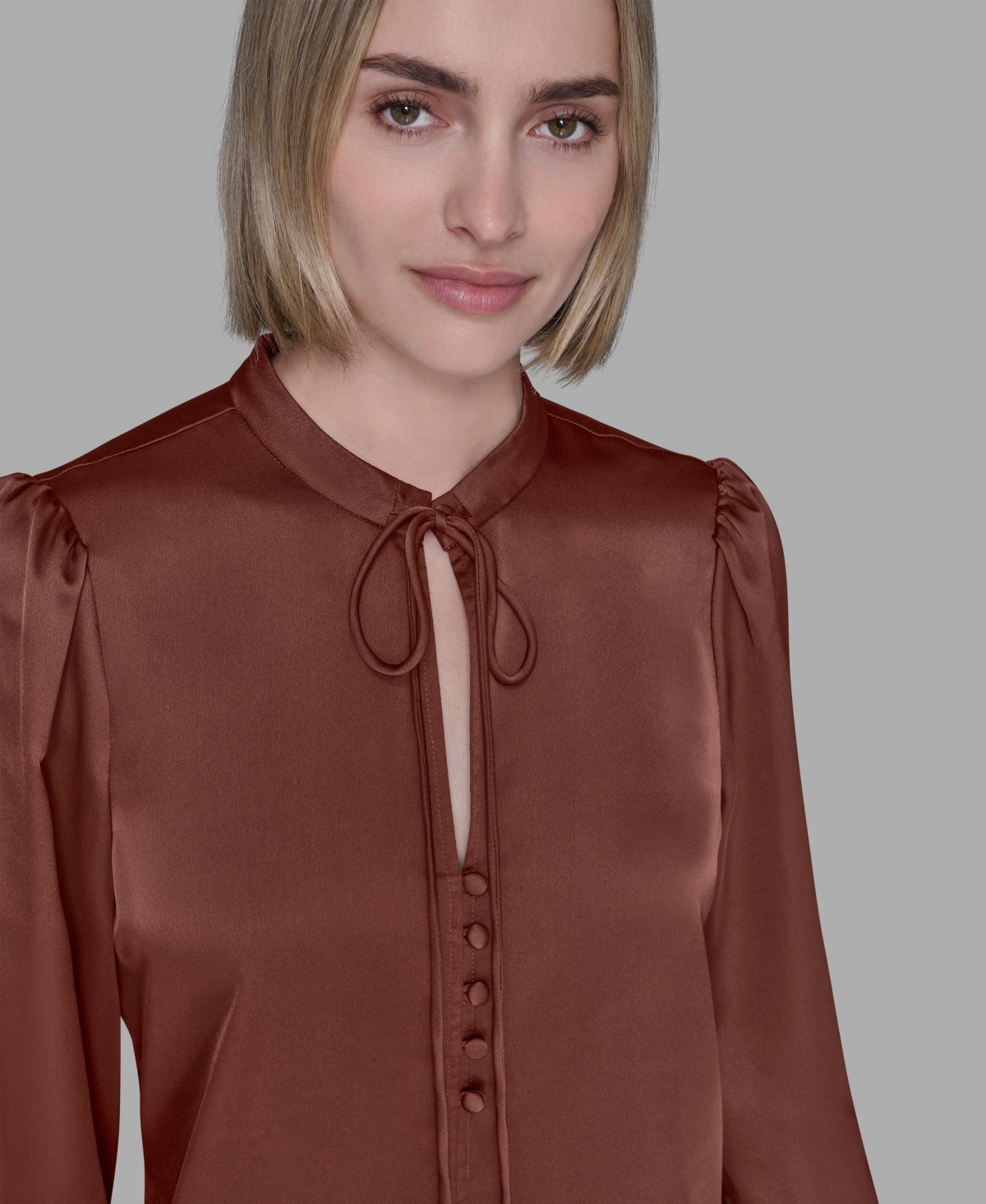 Karl Lagerfeld Paris Women's Tie Neck Top