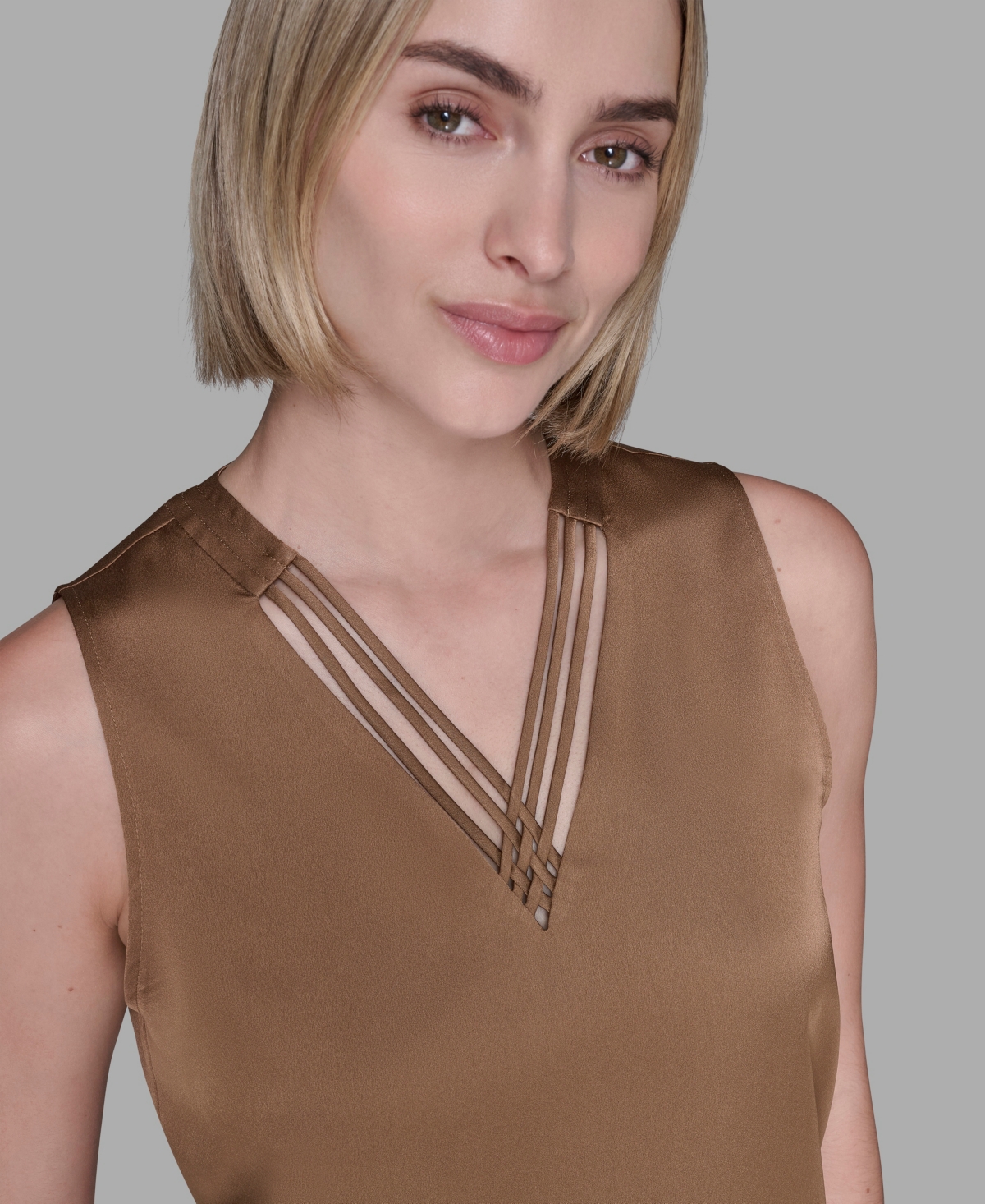 Karl Lagerfeld Women's V-neck Blouse In Brown