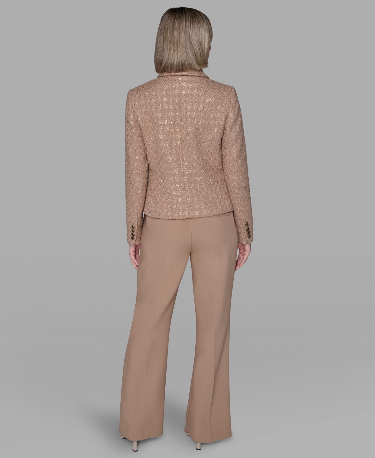 Karl Lagerfeld Women's Cropped Long Sleeves Jacket In Brown