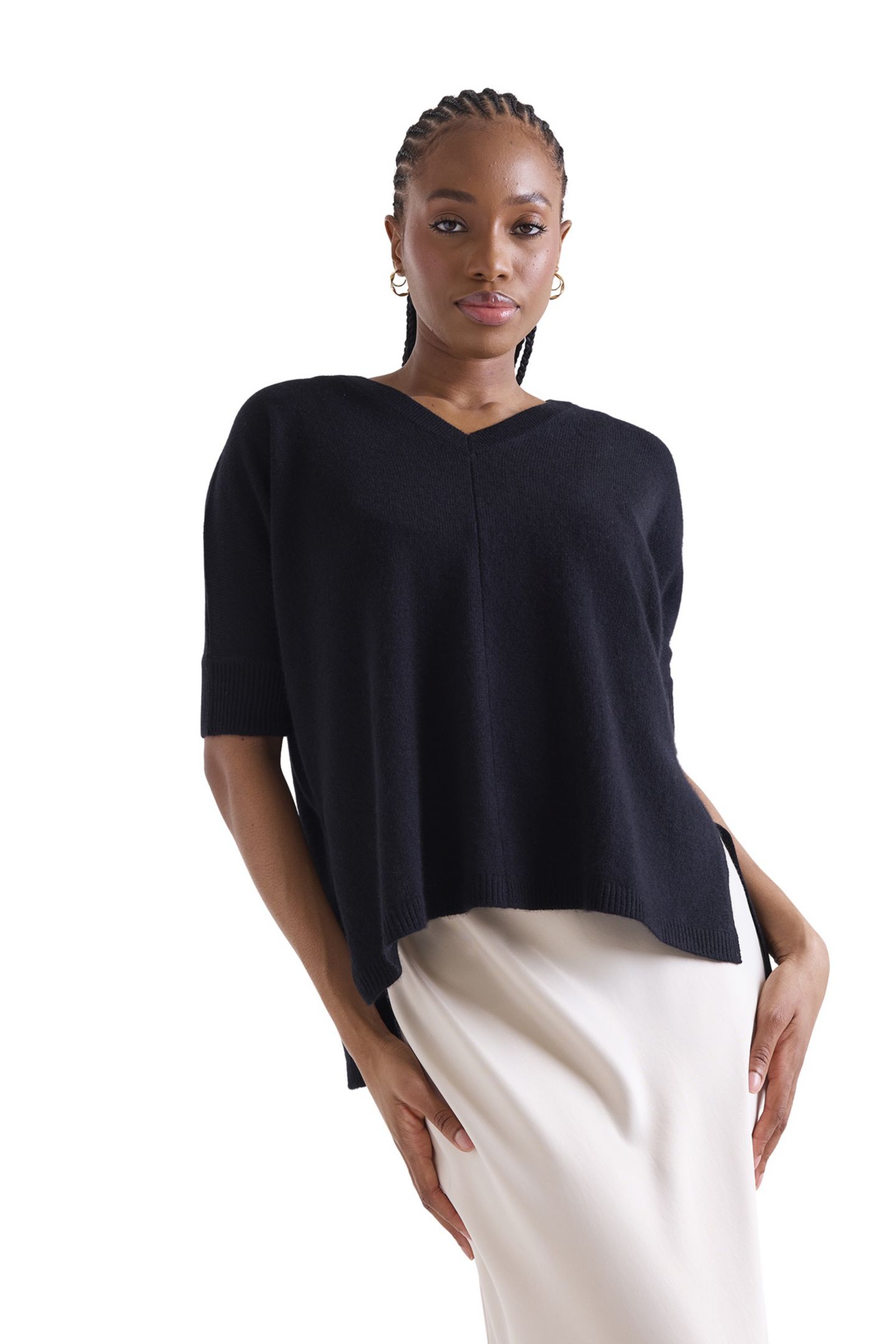 Женский свитер 1982 Venetia Vee V-Neck Cashmere, цвет: Чёрный — фото 4