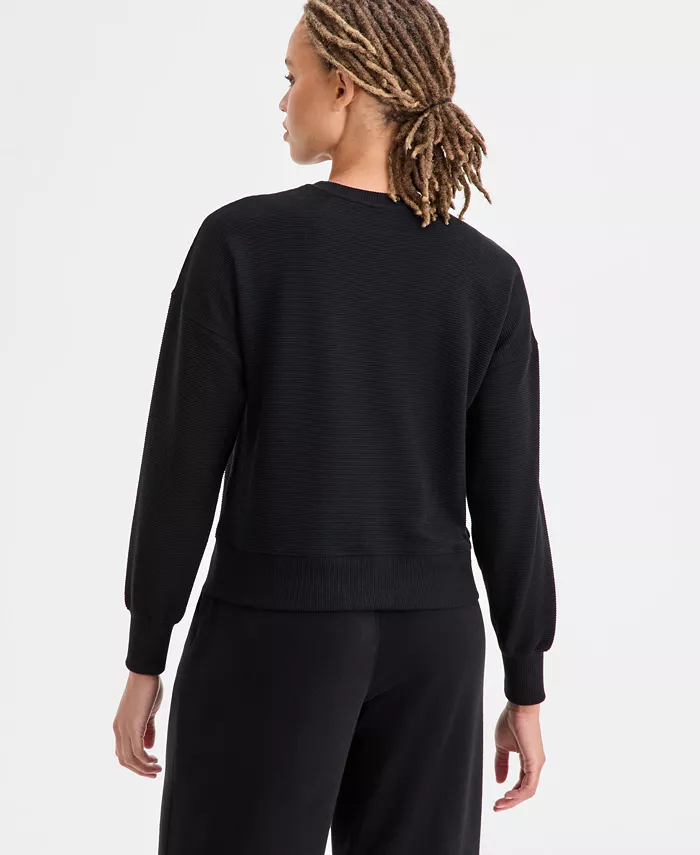 Women's Ribbed Knit Crewneck Sweatshirt - thumbnail 7