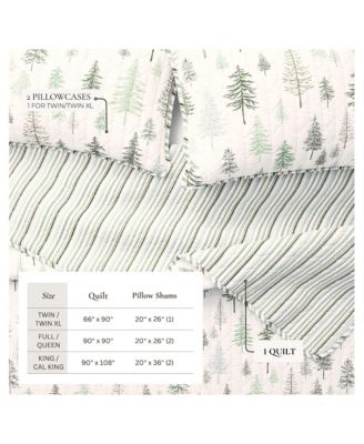 Rustic Lodge Trees Microfiber Quilt Set With Shams