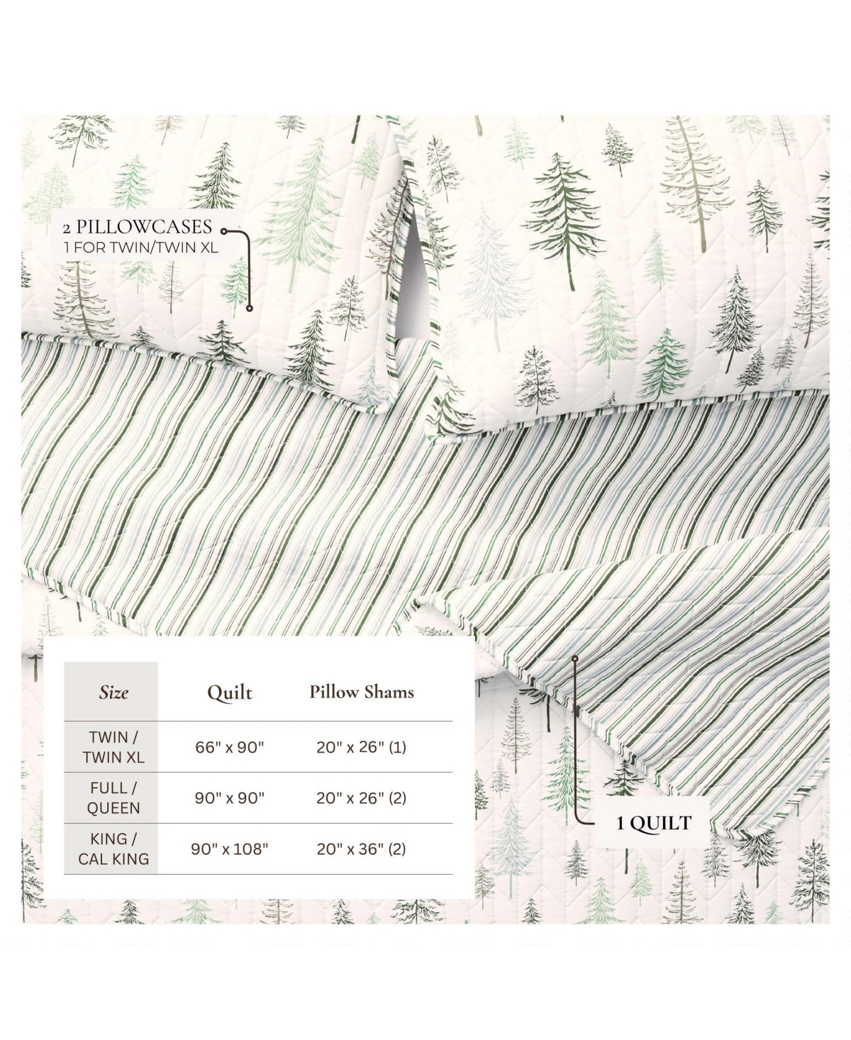 Linery & Co. Rustic Lodge Trees Microfiber Quilt Set With Shams