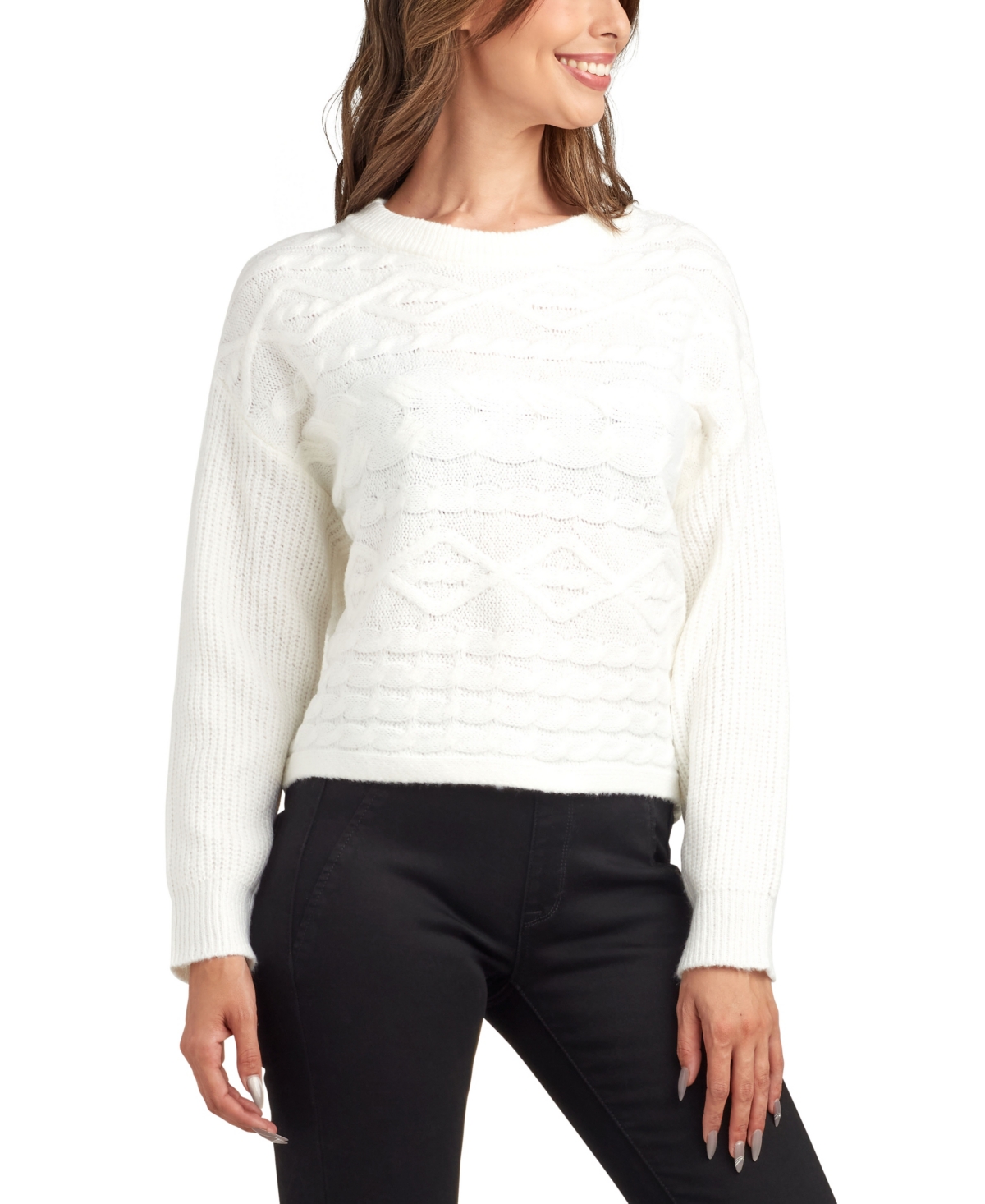 Bcx Juniors' Crewneck Pull On Sweater In White