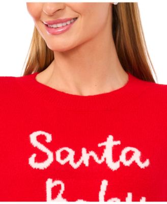 Women's "Santa Baby" Script Crewneck Long-Sleeve Sweater
