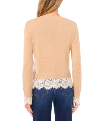 Women's Lace Hem Long Sleeves Sweater