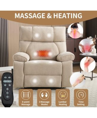 Oversized Chenille Lift Recliner with Heat & Massage, Cup Holders, Dual Motor Electric Chair for Seniors-Maison Boucle