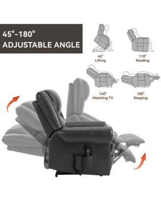  1 Pc  Faux Leather   Power Lift, Dual Motor, Massage , Lumbar Heat, USB-A & USB-C Ports, Infinite Position  Electric Recliner Chair