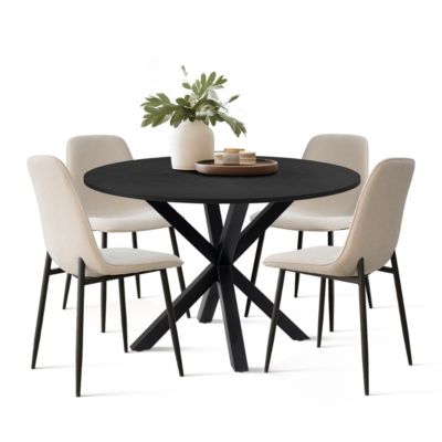 5-Piece Modern Dining Set with 39.5 Inch Round Table and 4 Chairs, Multiple Color Options for Kitchen & Dining Room-Maison Boucle