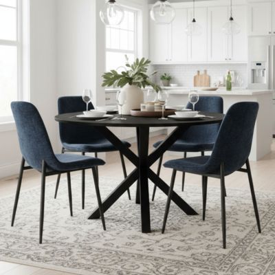 5-Piece Modern Dining Set with 39.5 Inch Round Table and 4 Chairs, Multiple Color Options for Kitchen & Dining Room-Maison Boucle