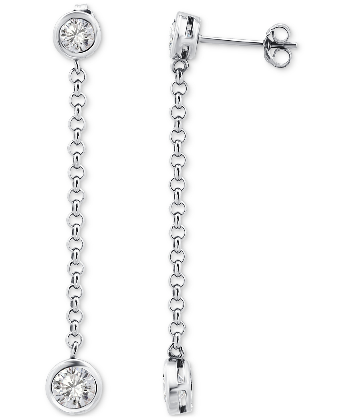 Giani Bernini Round Bezel Set Stone Drop Earrings (2-3/8 Ct. T.w.) In Sterling Silver, Macy's Exclusive In Metallic