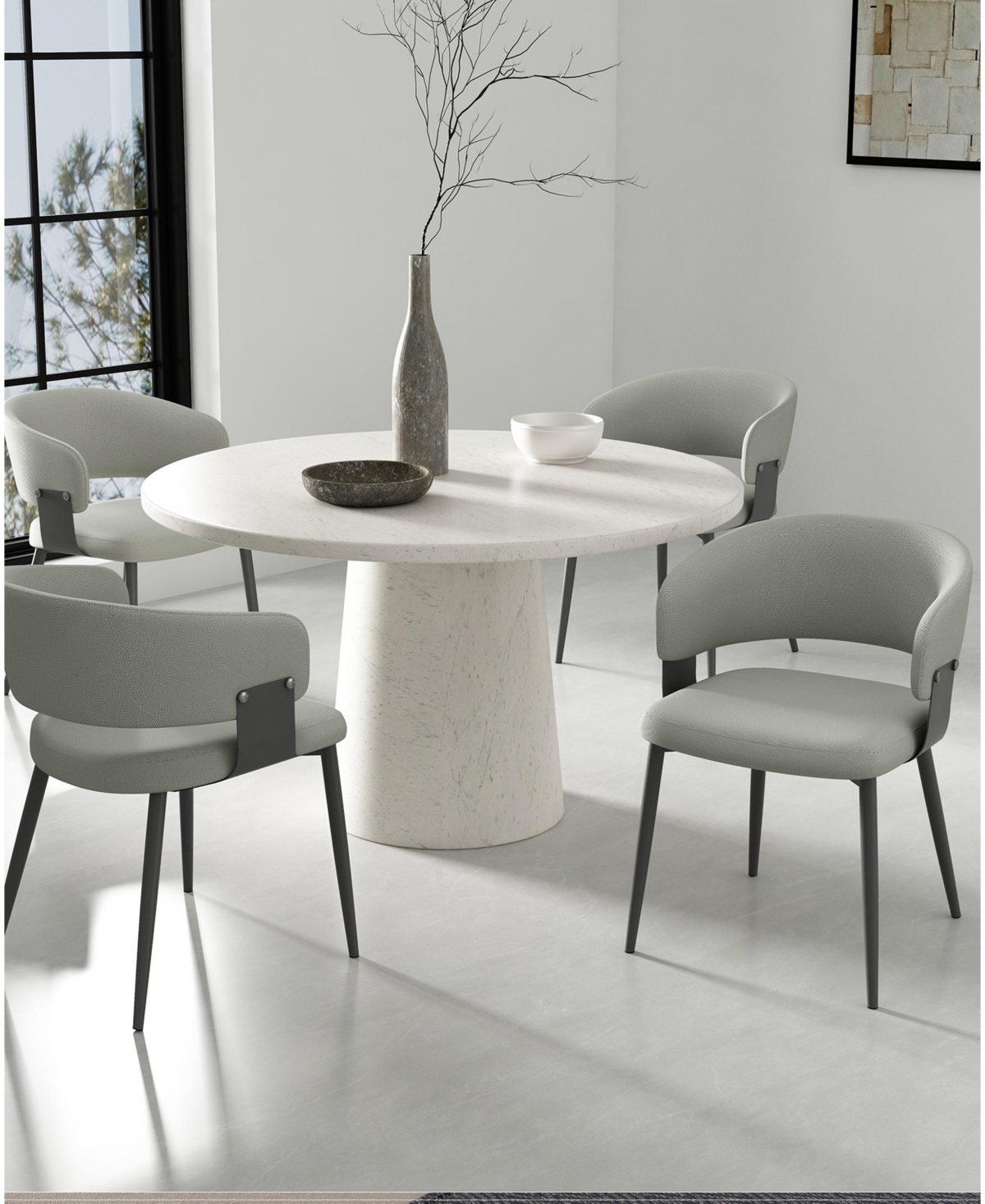 Manhattan Comfort Luce Textured 22.9" Leatherette Upholstered Dining Chair In Gray