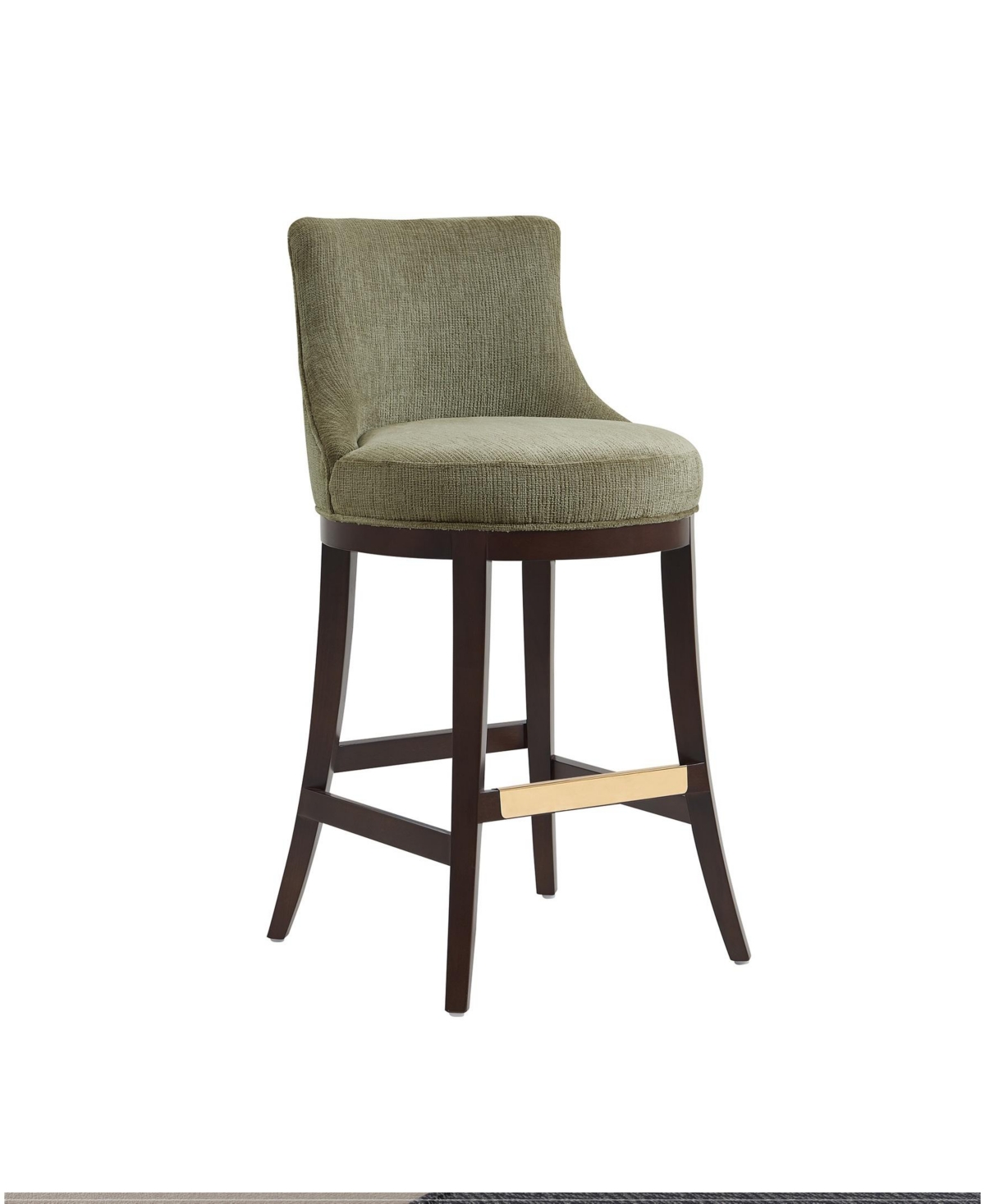 Manhattan Comfort Lucia 40.2" Chenille Upholstered Barstool In Green